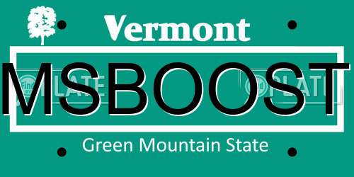 MSBOOST Vermont License Plate