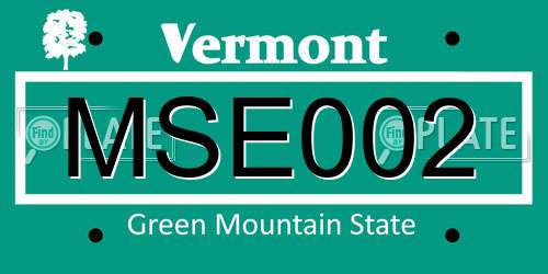 MSE002 Vermont License Plate