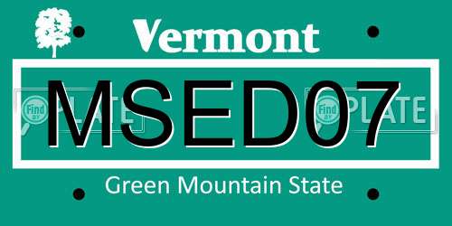 MSED07 Vermont License Plate