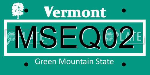 MSEQ02 Vermont License Plate