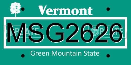 MSG2626 Vermont License Plate