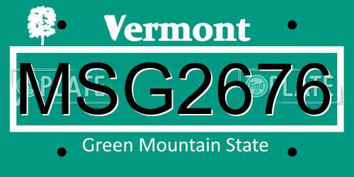 MSG2676 Vermont License Plate