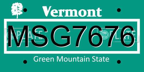 MSG7676 Vermont License Plate