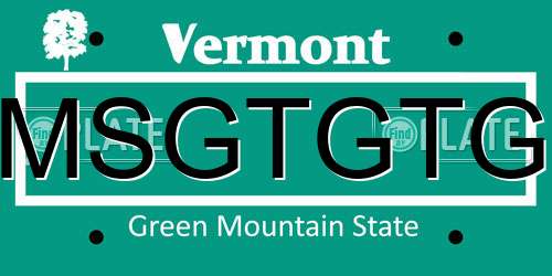 MSGTGTG Vermont License Plate