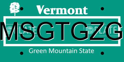 MSGTGZG Vermont License Plate