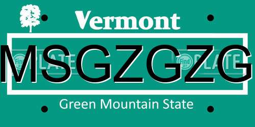 MSGZGZG Vermont License Plate