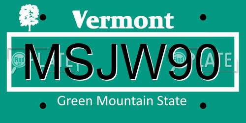 MSJW90 Vermont License Plate
