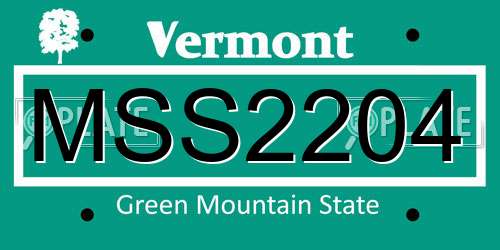 MSS2204 Vermont License Plate