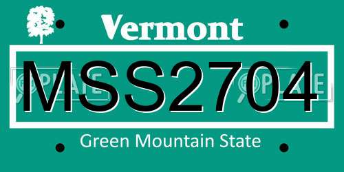 MSS2704 Vermont License Plate