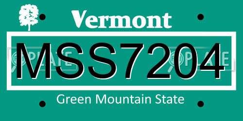 MSS7204 Vermont License Plate