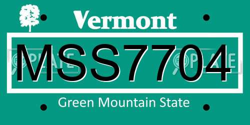 MSS7704 Vermont License Plate