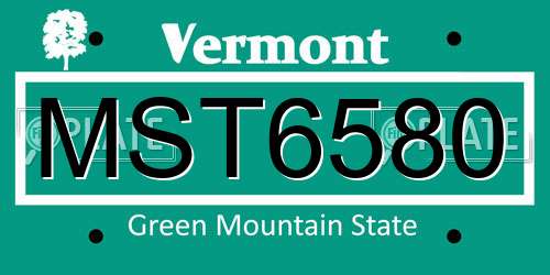 MST6580 Vermont License Plate