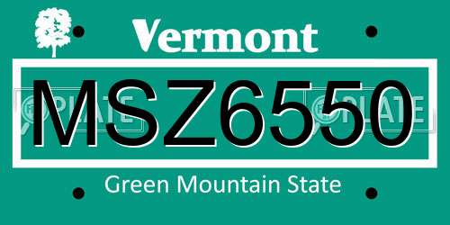 MSZ6550 Vermont License Plate