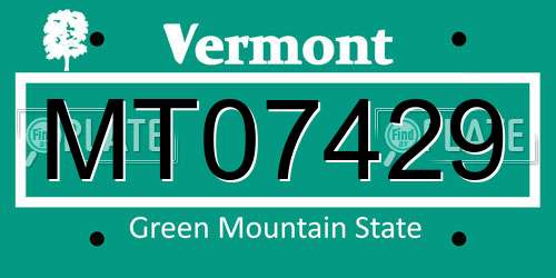 MT07429 Vermont License Plate