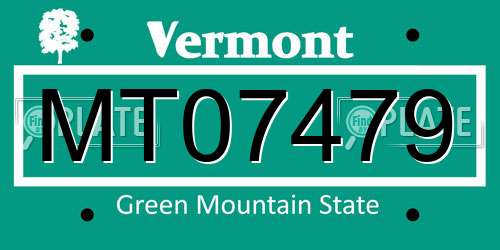 MT07479 Vermont License Plate