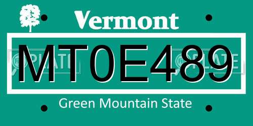 MT0E489 Vermont License Plate
