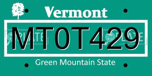 MT0T429 Vermont License Plate