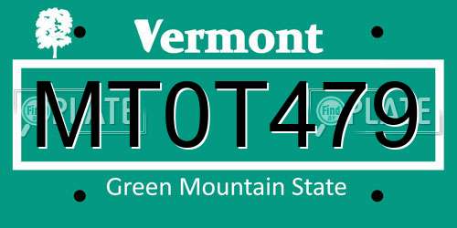 MT0T479 Vermont License Plate