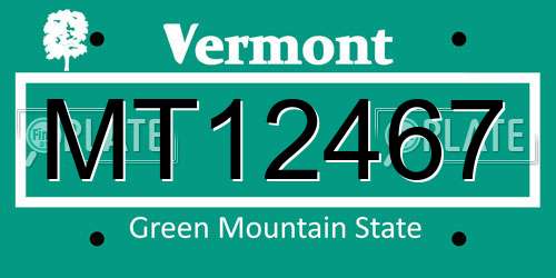 MT12467 Vermont License Plate