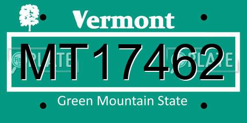 MT17462 Vermont License Plate