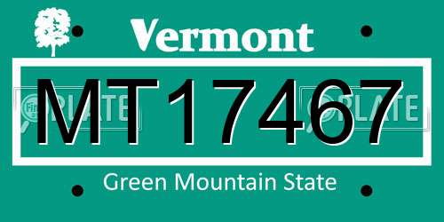 MT17467 Vermont License Plate