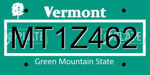 MT1Z462 Vermont License Plate