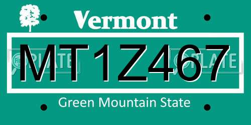 MT1Z467 Vermont License Plate