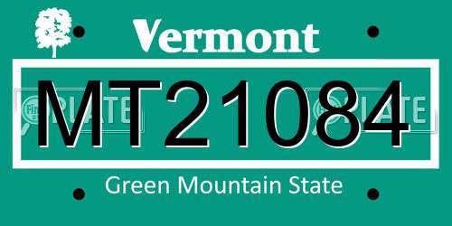 MT21084 Vermont License Plate