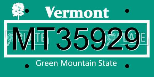 MT35929 Vermont License Plate