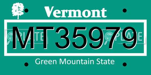 MT35979 Vermont License Plate
