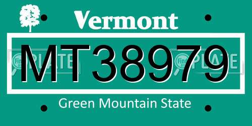 MT38979 Vermont License Plate