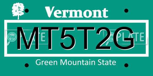 MT5T2G Vermont License Plate