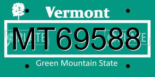 MT69588 Vermont License Plate