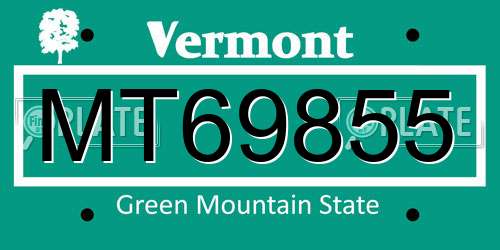 MT69855 Vermont License Plate