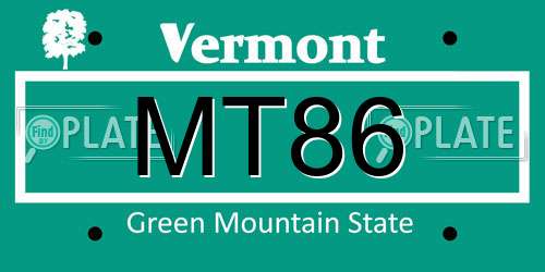 MT86 Vermont License Plate