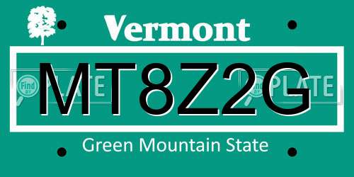 MT8Z2G Vermont License Plate