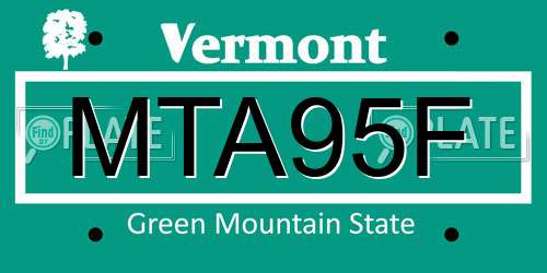 MTA95F Vermont License Plate