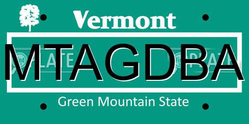 MTAGDBA Vermont License Plate