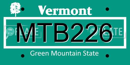 MTB226 Vermont License Plate
