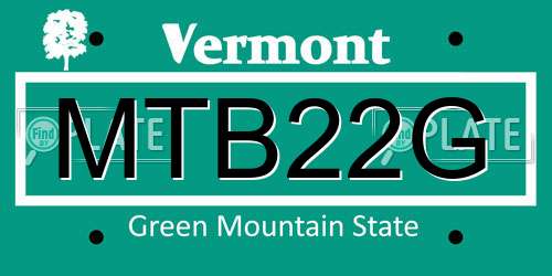 MTB22G Vermont License Plate