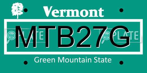 MTB27G Vermont License Plate