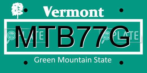 MTB77G Vermont License Plate