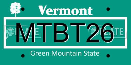 MTBT26 Vermont License Plate