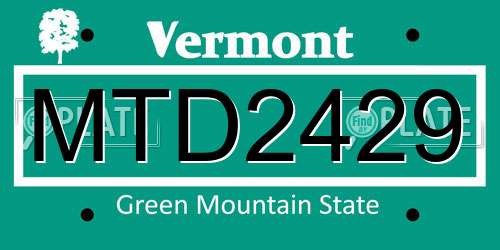 MTD2429 Vermont License Plate