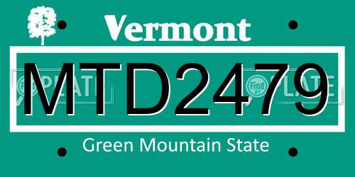 MTD2479 Vermont License Plate
