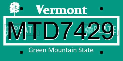 MTD7429 Vermont License Plate