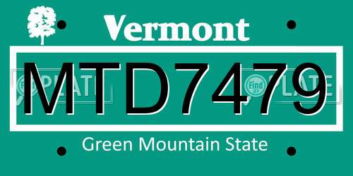 MTD7479 Vermont License Plate