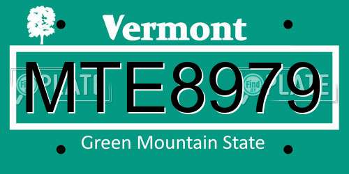 MTE8979 Vermont License Plate
