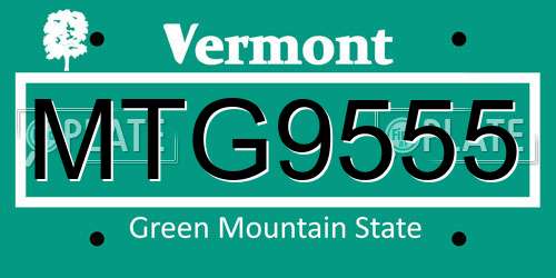 MTG9555 Vermont License Plate