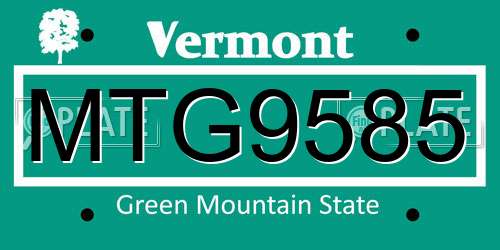 MTG9585 Vermont License Plate